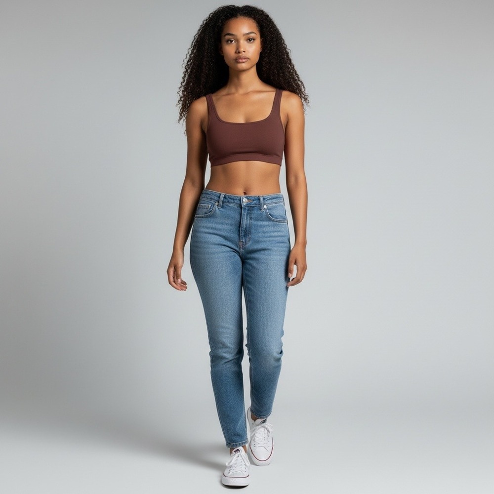 UpWest Scoop Neck Bralette Crop Top Brown XS NWT